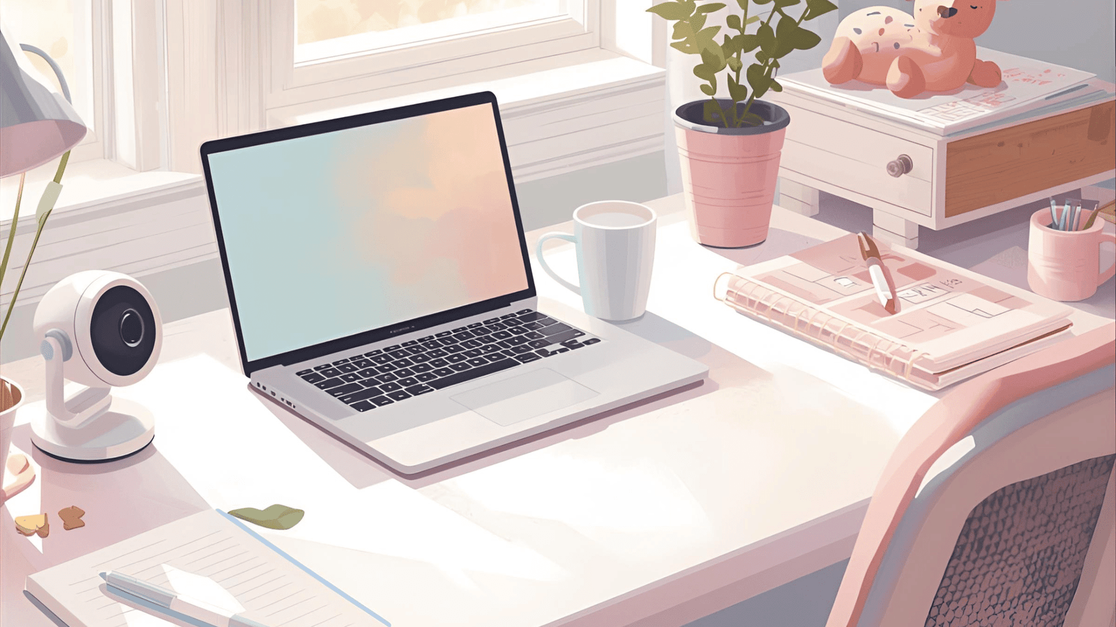 a laptop computer sitting on a desk with a laptop