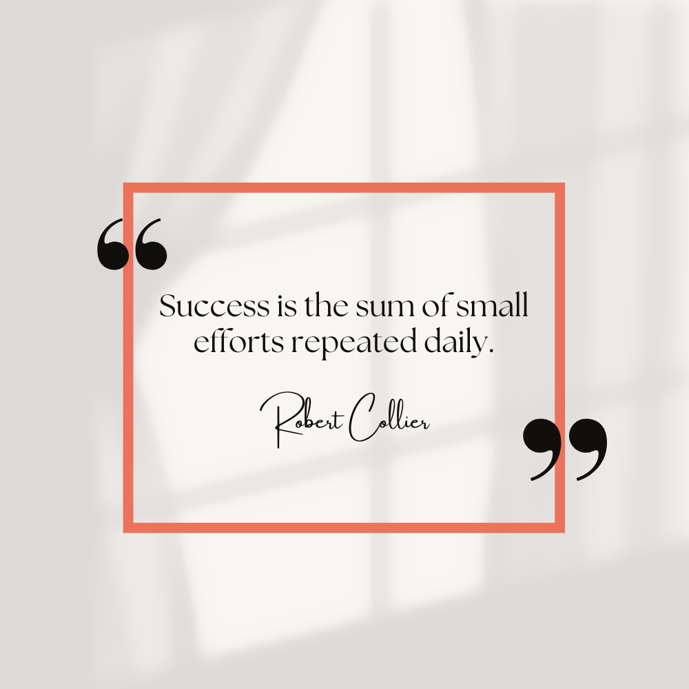 Success is the sum of small efforts repeated daily. -Robert Collier