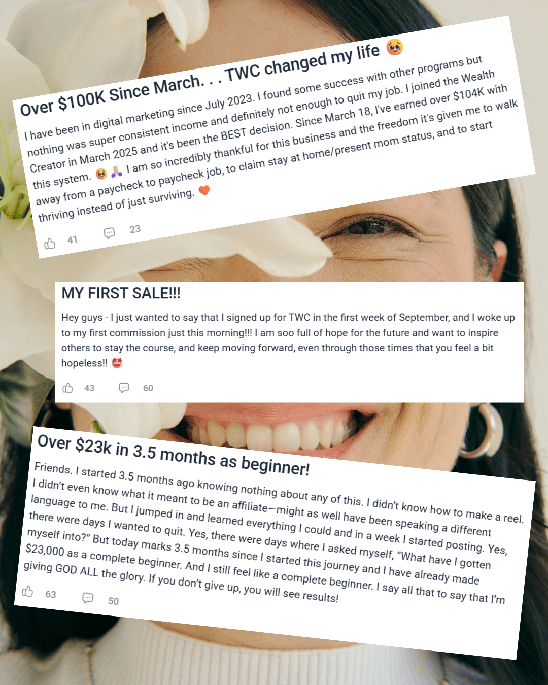 a woman with a flower in her hair